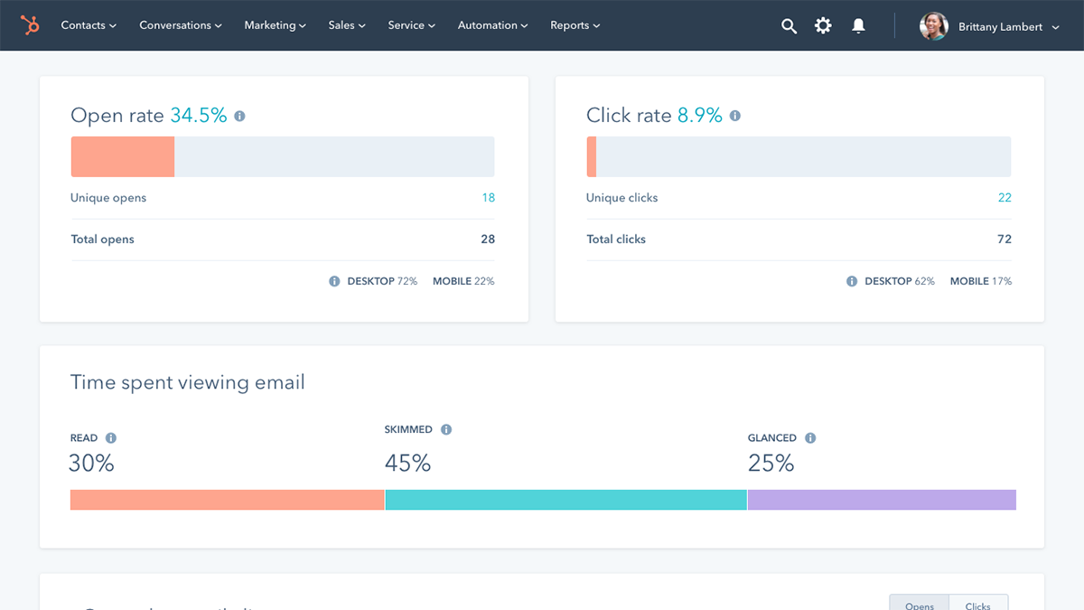 hubspot marketing interface