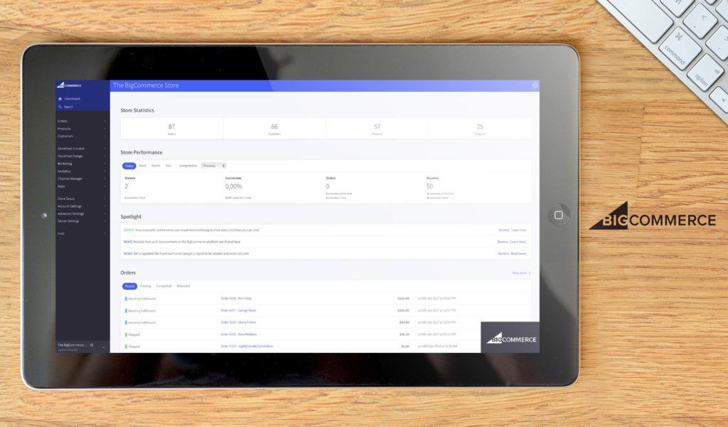 bigcommerce dashboard