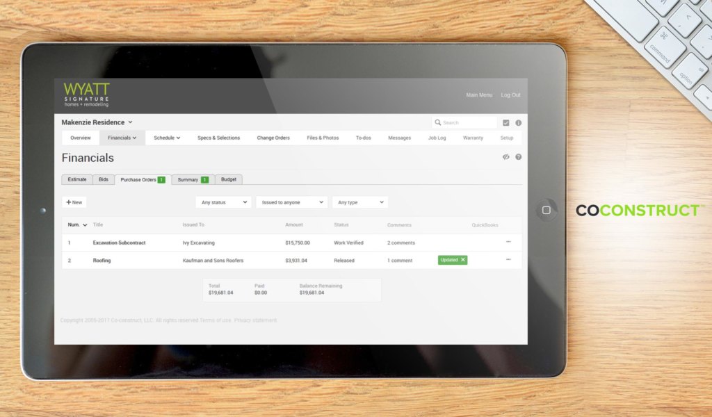 coconstruct dashboard