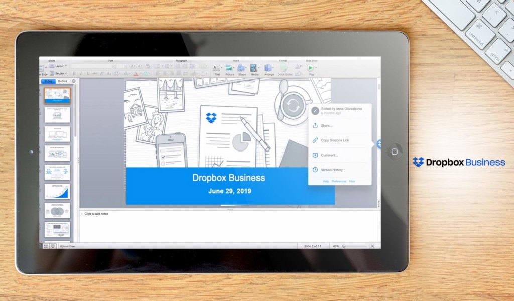Dropbox Business dashboard example