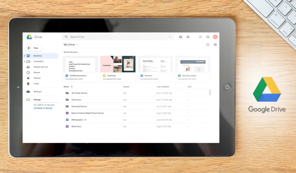 Google Drive dashboard example