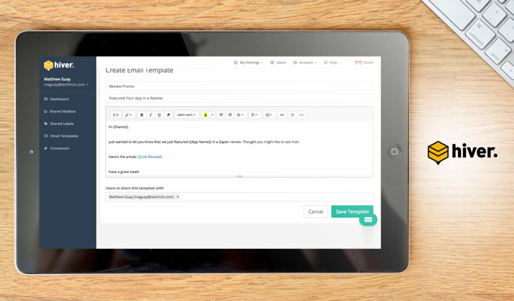 Hiver dashboard example