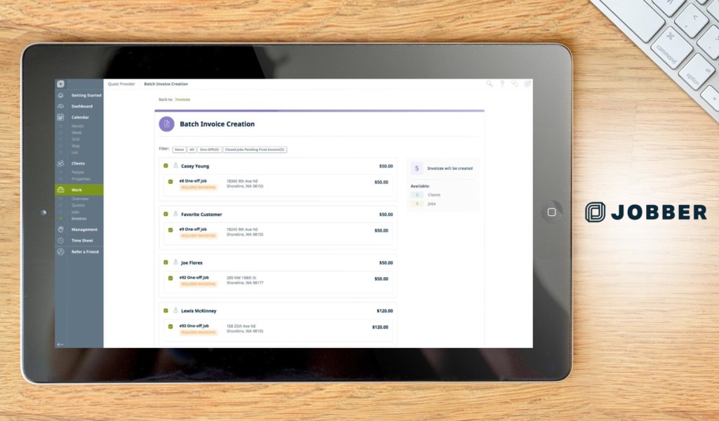 Jobber dashboard