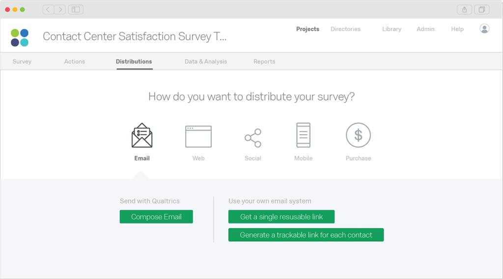 Qualtrix CX survey dashboard