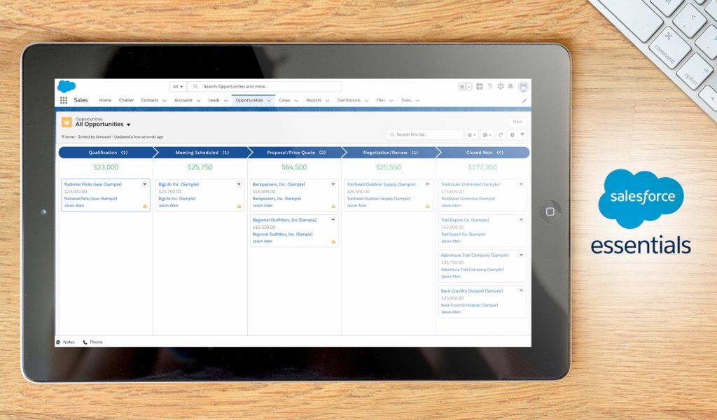 Salesforce Essentials dashboard example