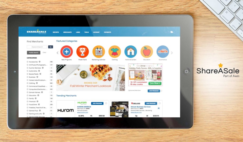 ShareASale dashboard example