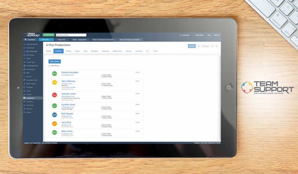 TeamSupport dashboard example