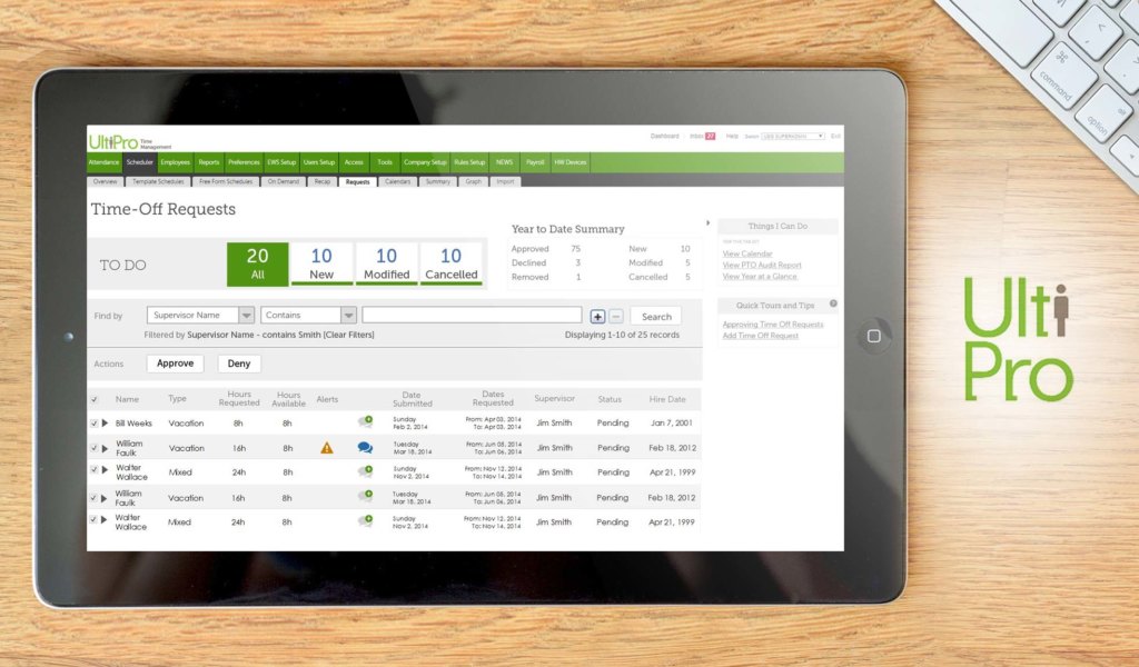 UltiPro dashboard