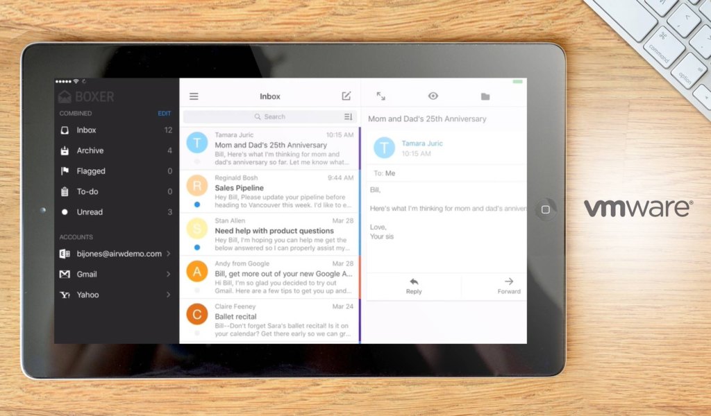 VMware Workspace ONE Boxer dashboard example