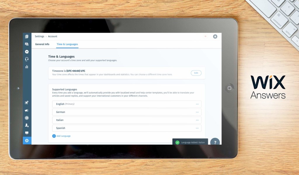 Wix Answers dashboard example