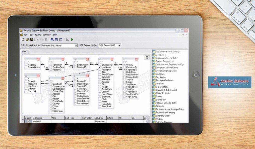 AidAim Active Query Builder dashboard