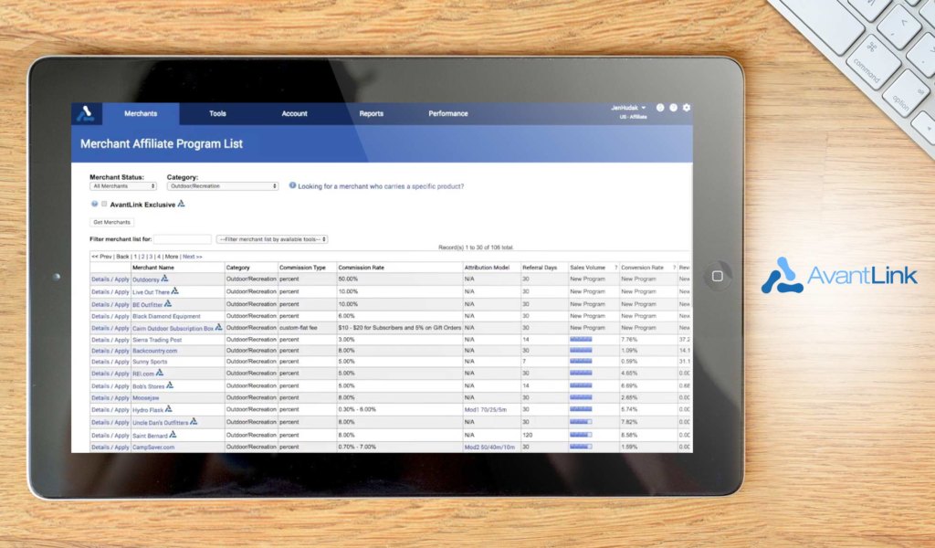 AvantLink dashboard