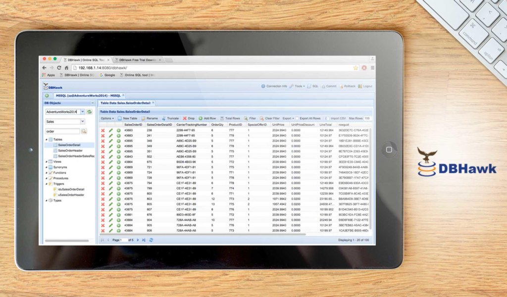 DBHawk SQL Query Builder dashboard