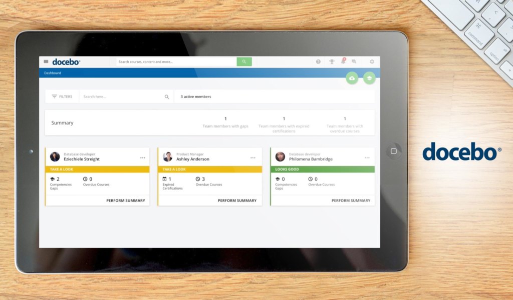 Docebo dashboard example