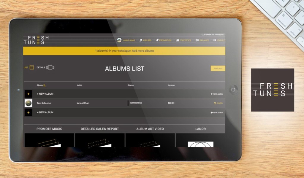 Fresh Tunes dashboard