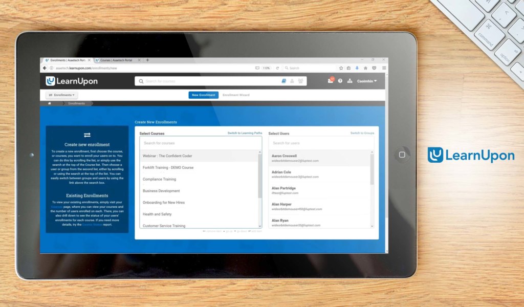 LearnUpon dashboard example