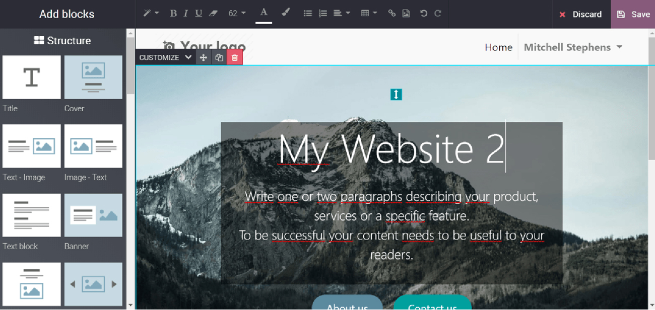 Odoo Web Creation dashboard