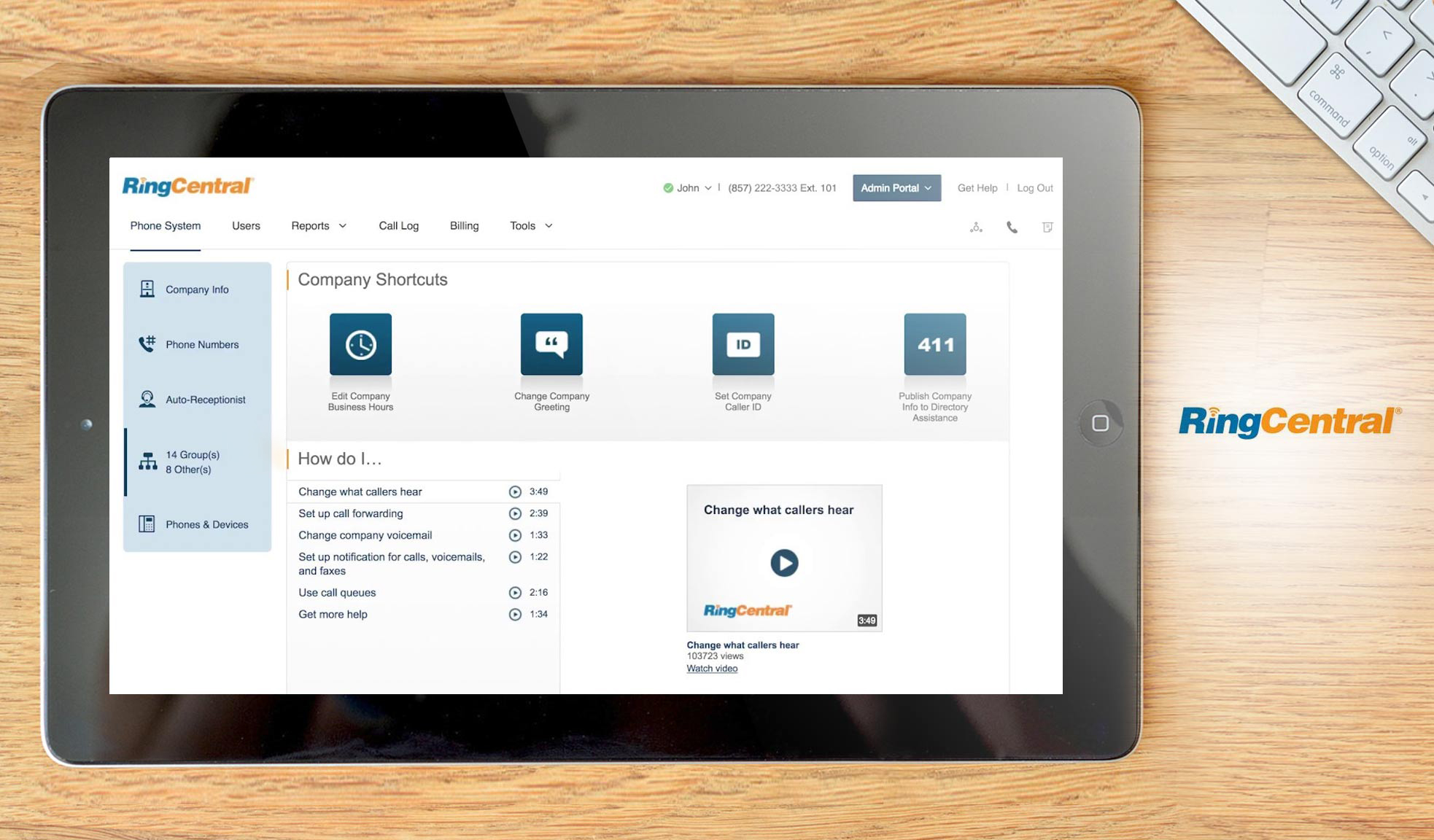 RingCentral dashboard