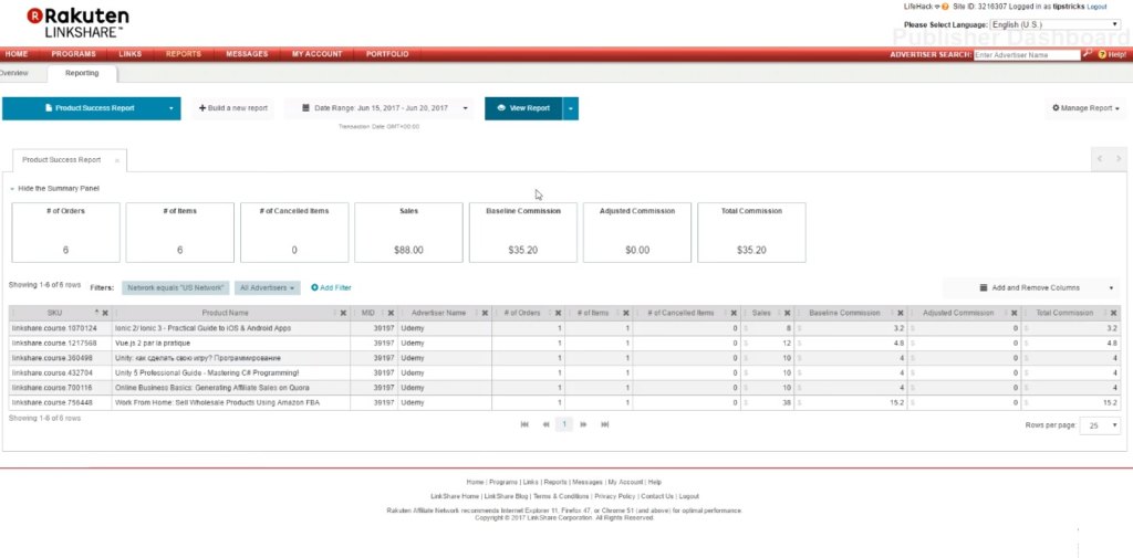 rakuten dashboard