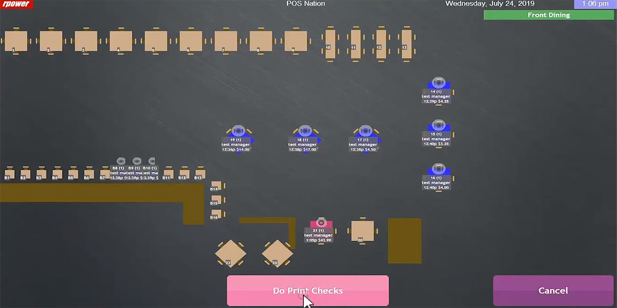 POS Nation floor plan with check printing tool