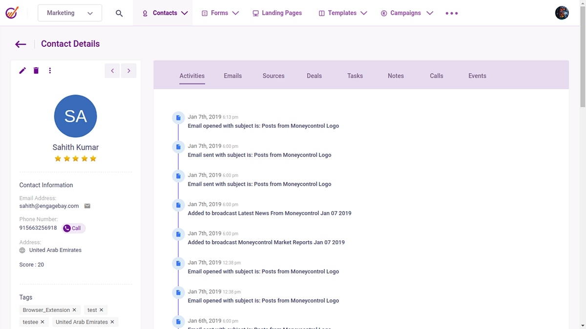EngageBay ticket system