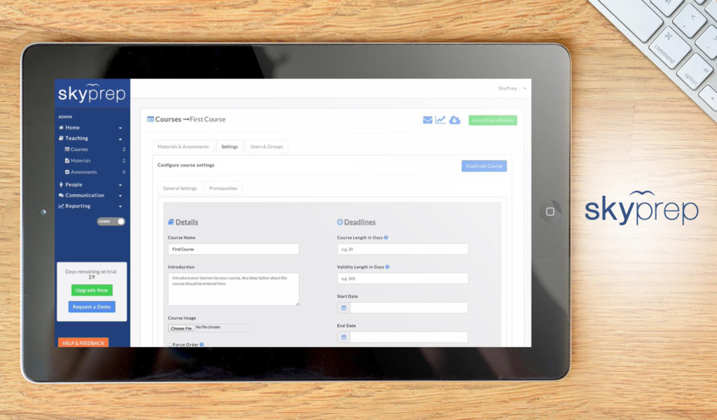 SkyPrep sample dashboard