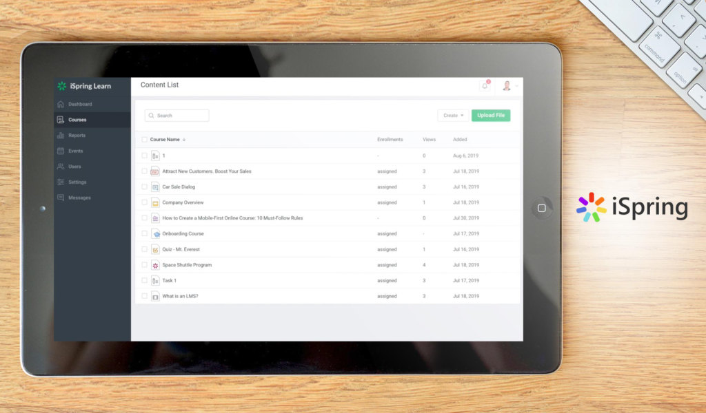 iSpring Learn LMS dashboard