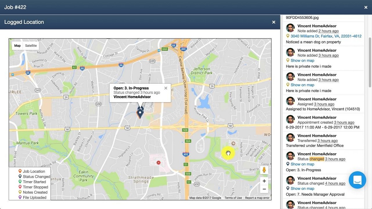 mHelpDesk GPS interface