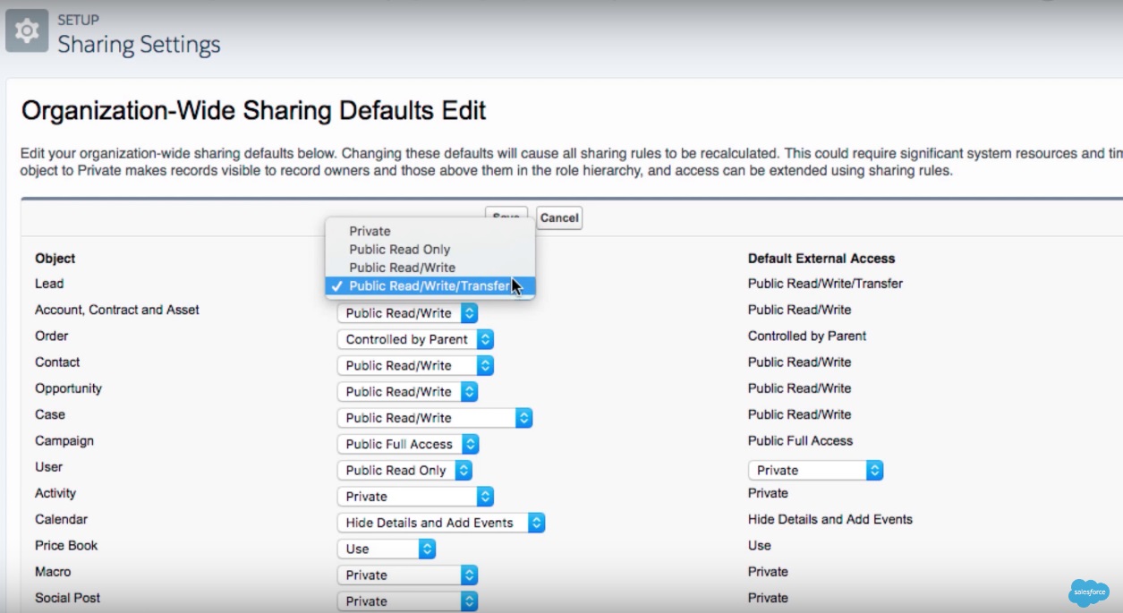 salesforce essentials sharing control