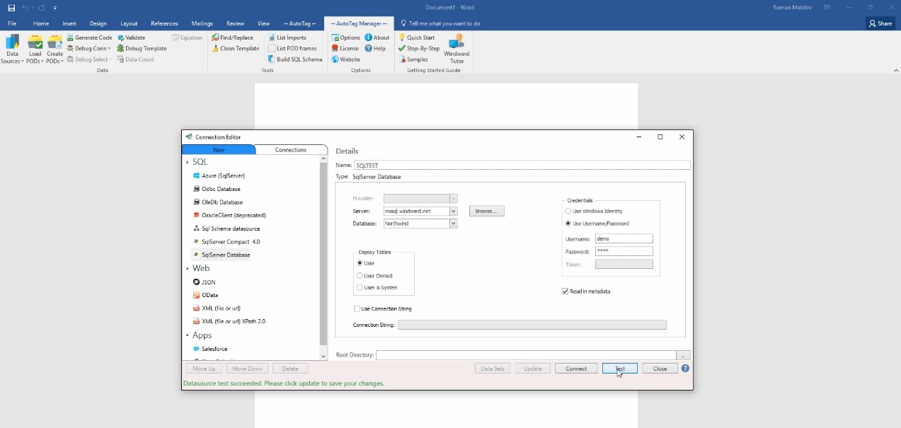Windward Studios integration dashboard example