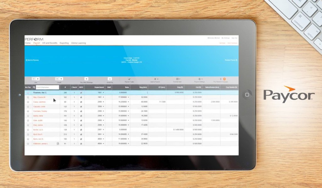 Paycor dashboard