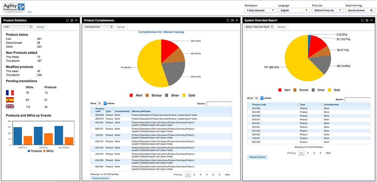 Agility Multichannel reporting dashboard example