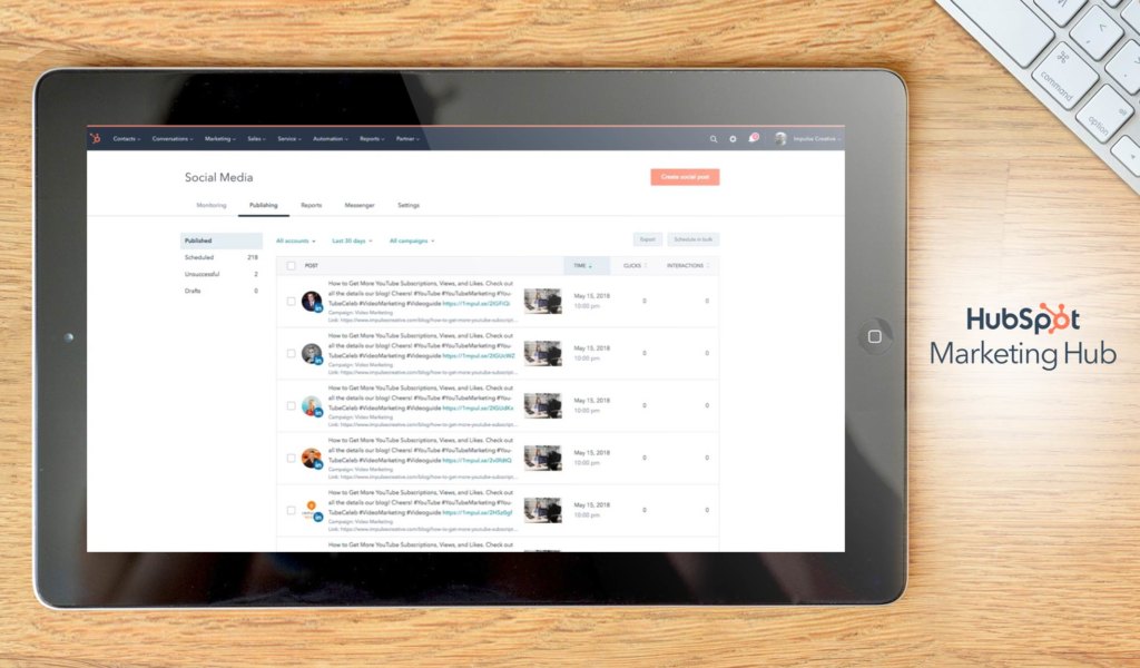 HubSpot Marketing dashboard