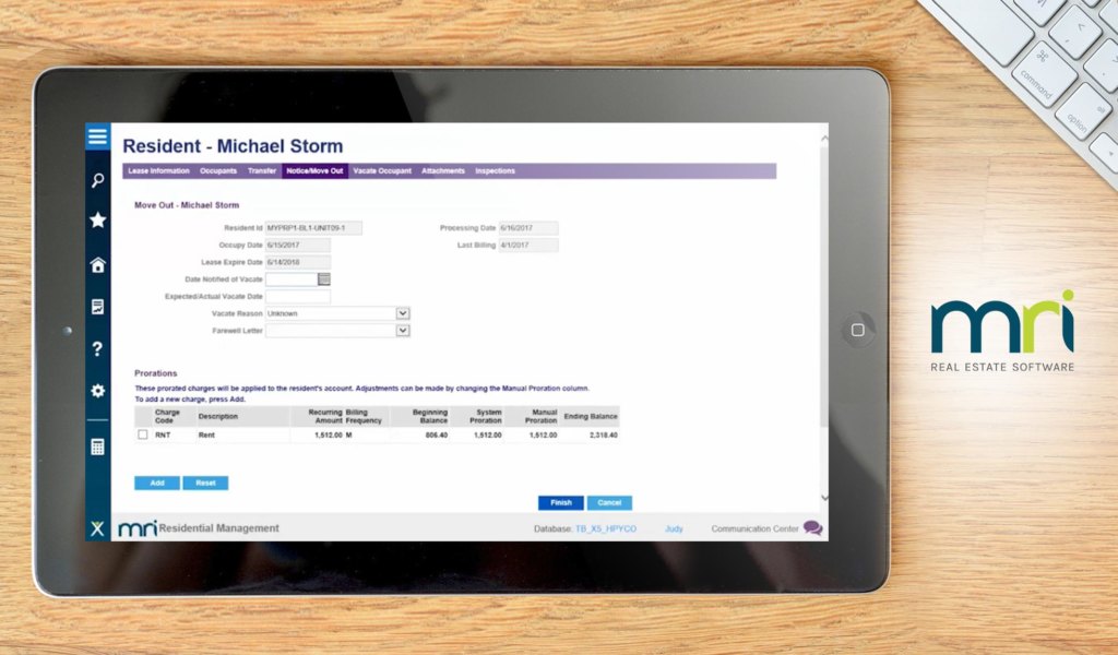 MRI Residential Management dashboard