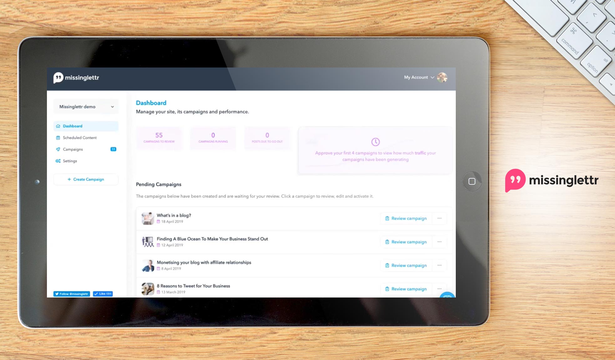 missinglettr dashboard example