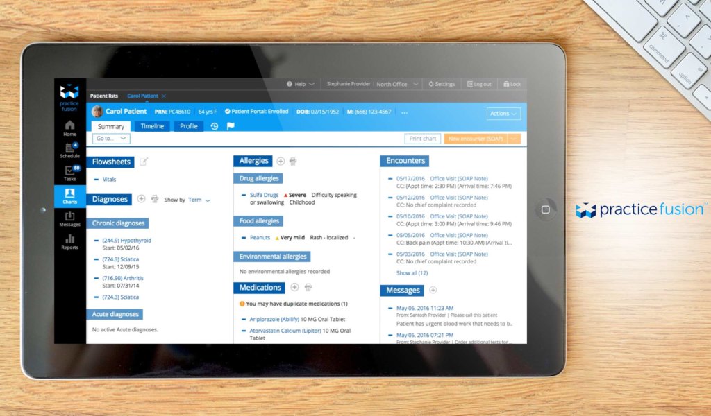 Practice Fusion dashboard