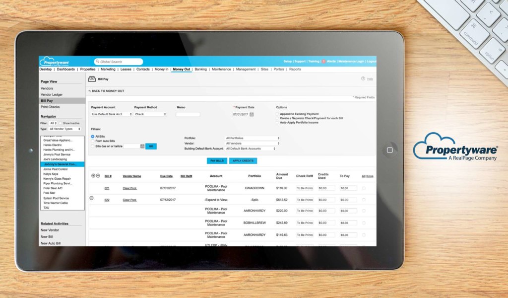 Propertyware dashboard