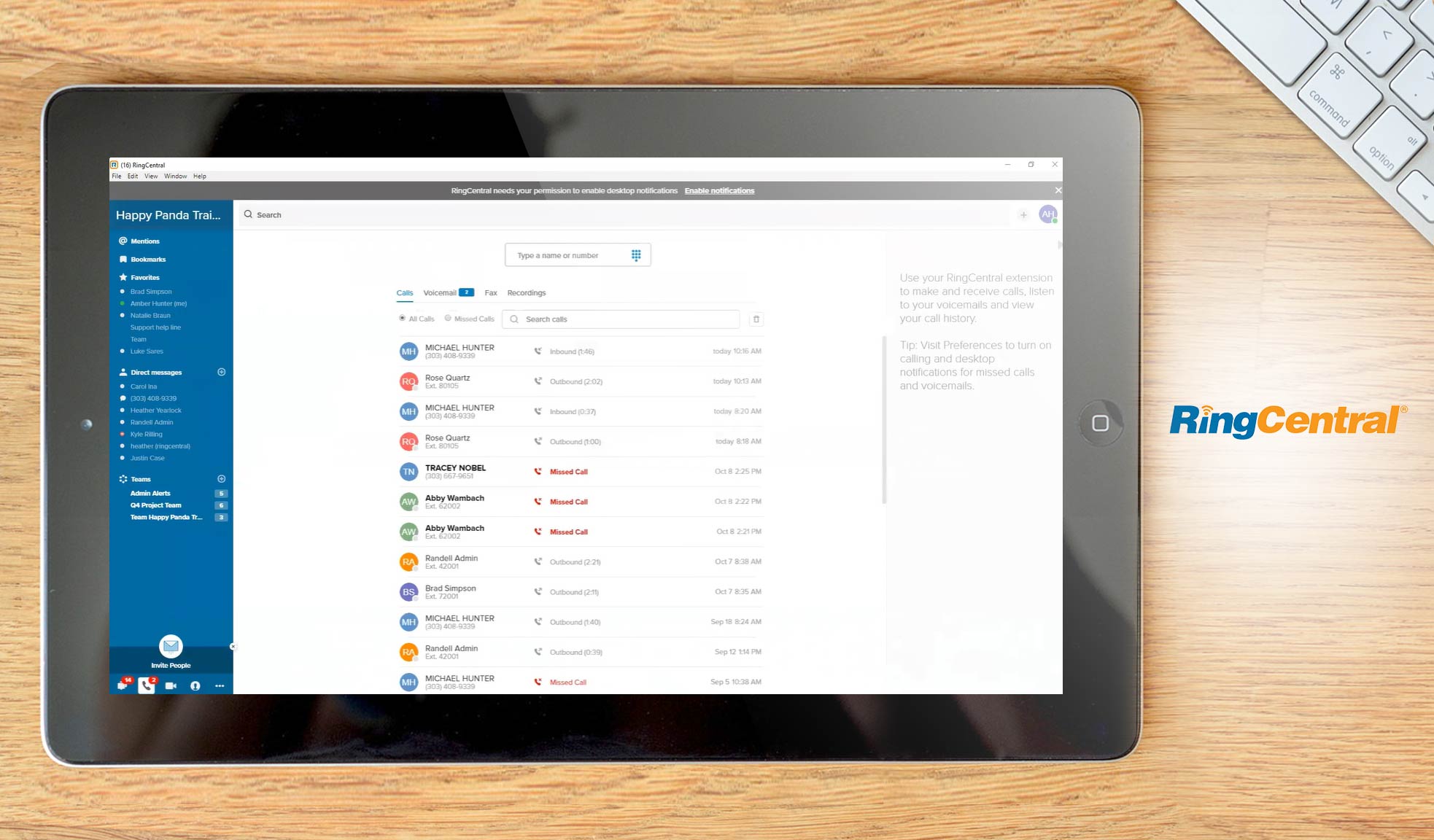 ringcentral dashboard example