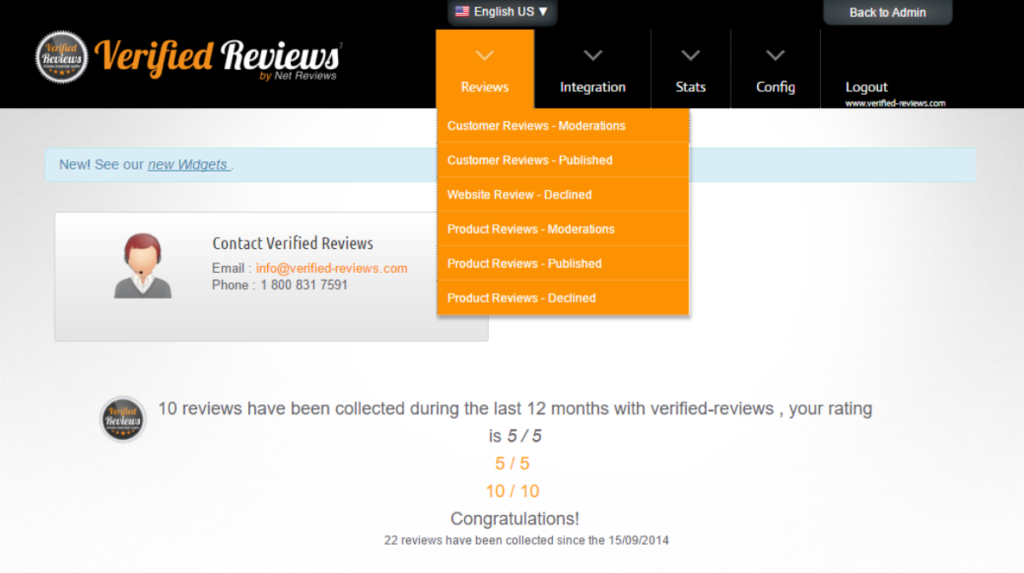 verified reviews management dashboard