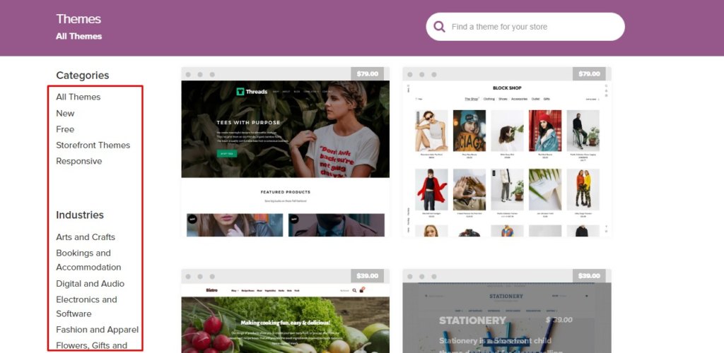 eCommerce Site Sample Navigation