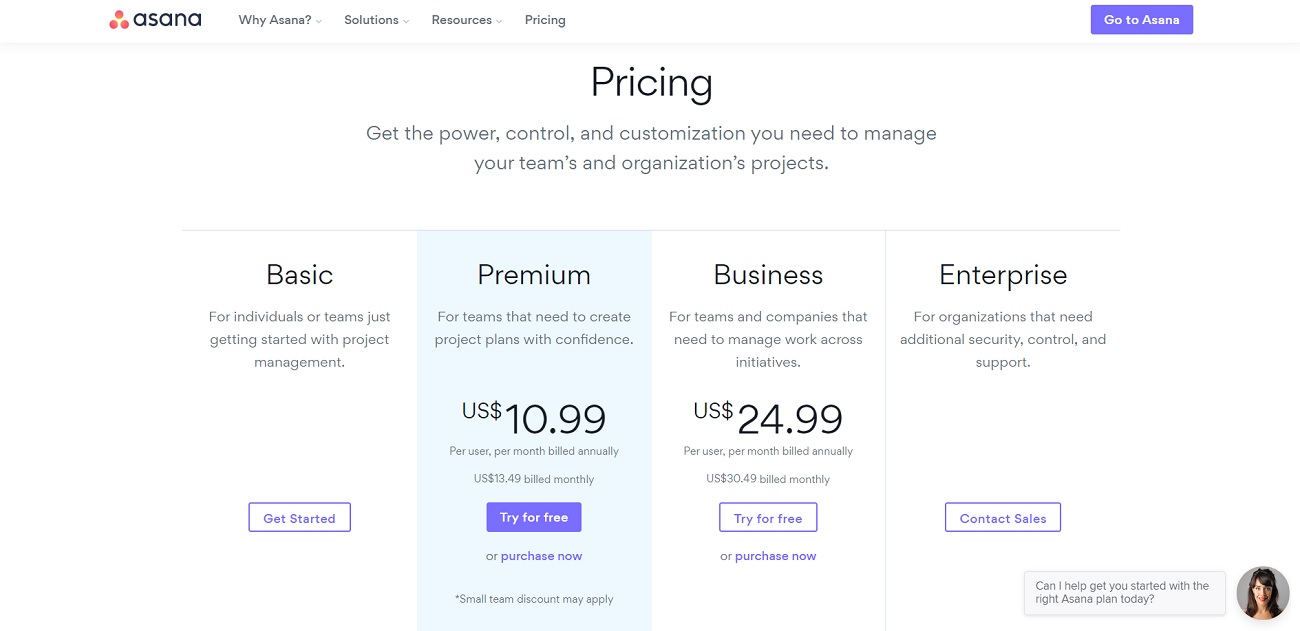 Asana Pricing Plans