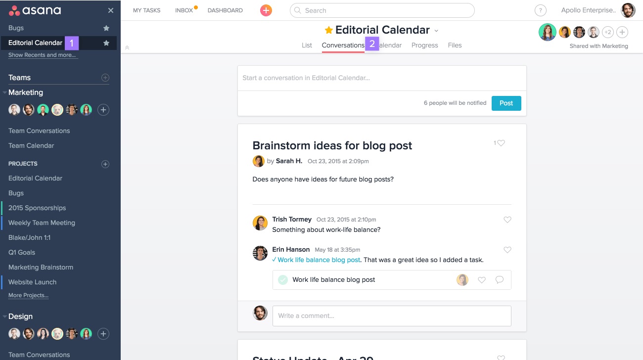 Asana User Interface