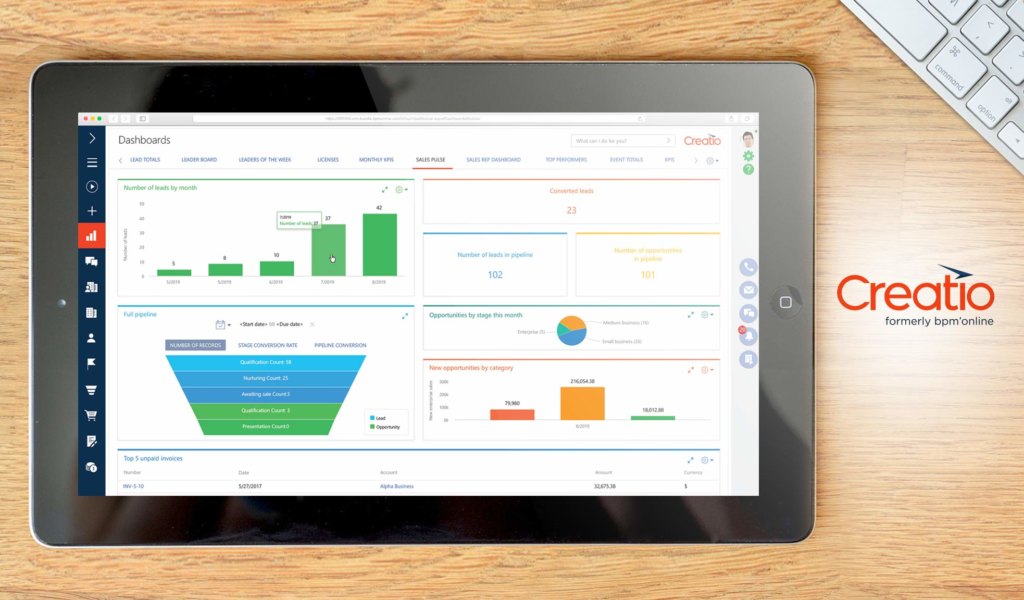 Studio Creatio dashboard
