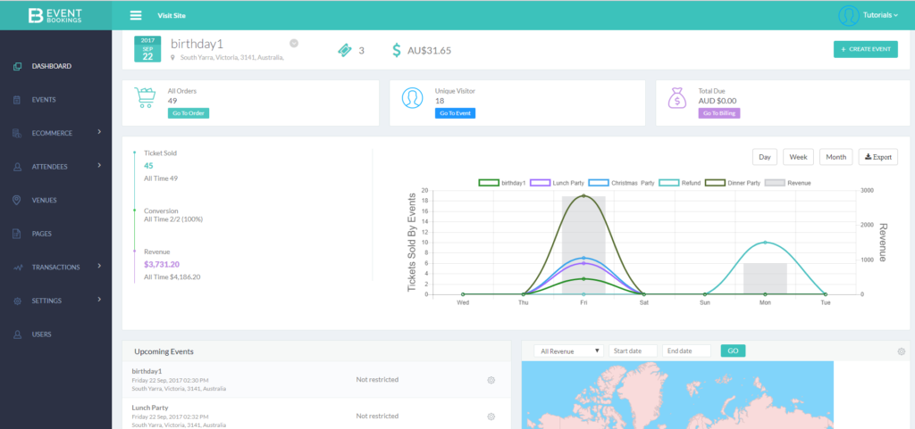 Eventbookings dashboard