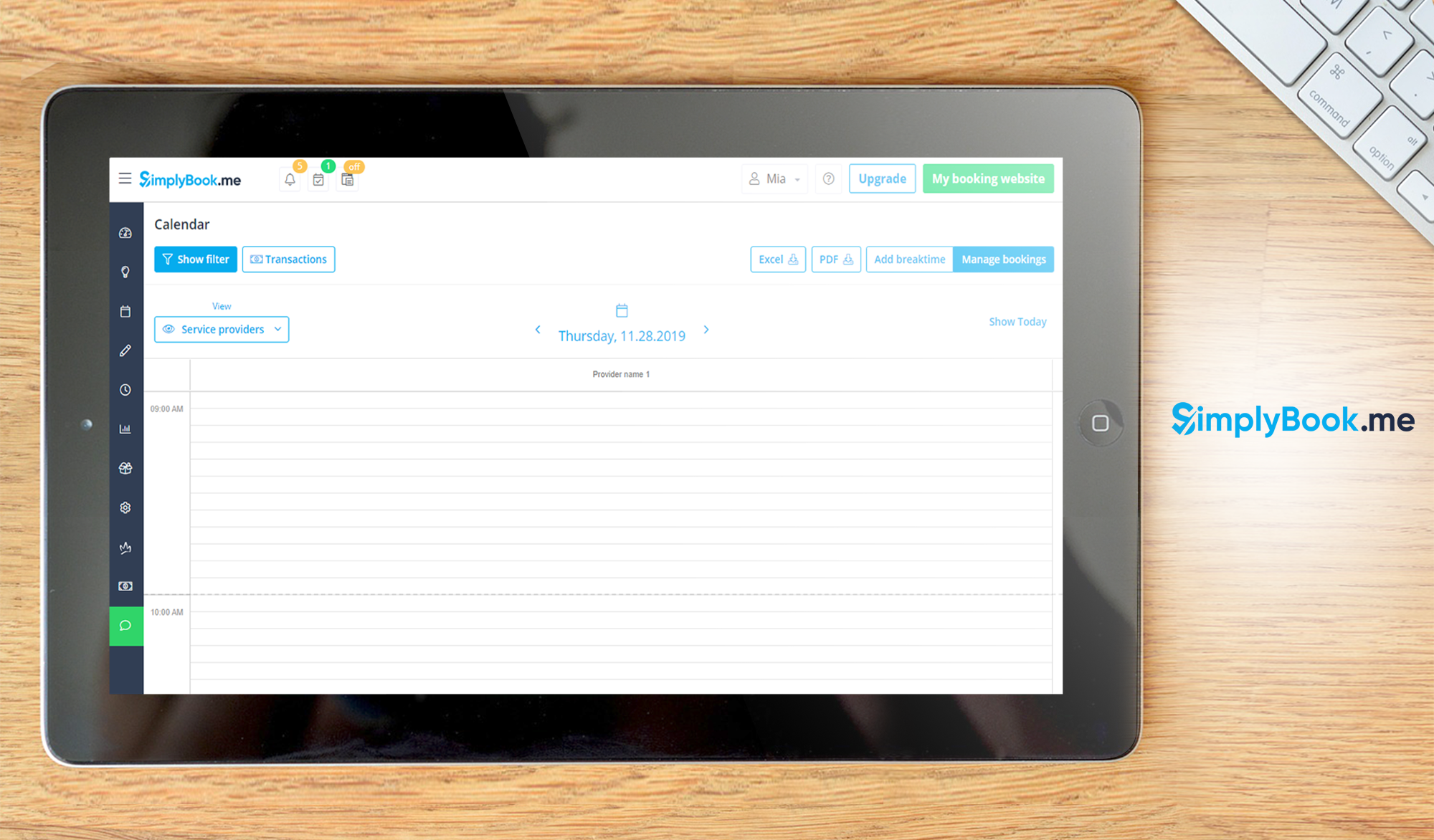 SimplyBook.me dashboard