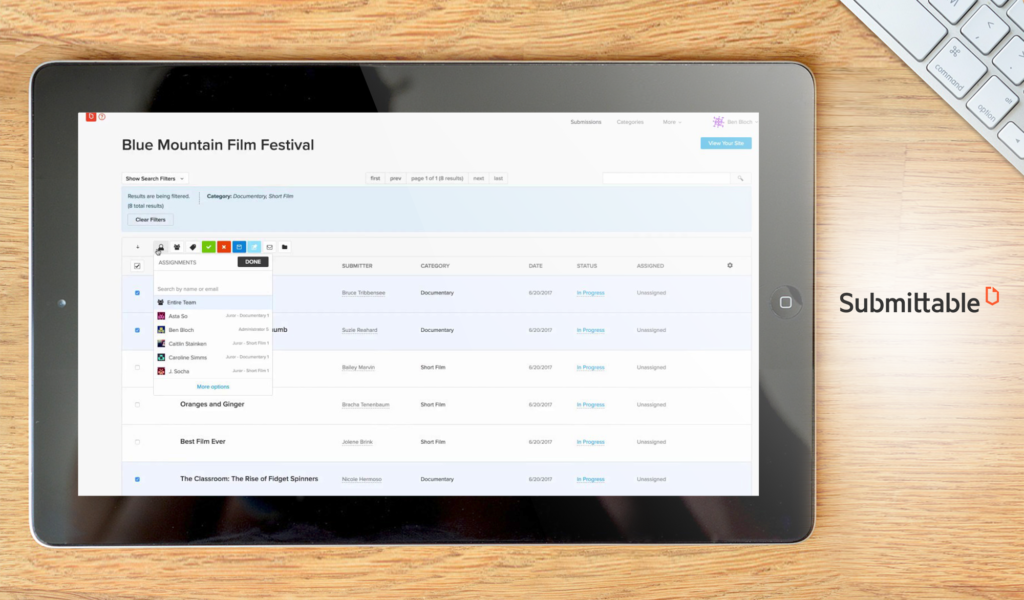 Submittable dashboard