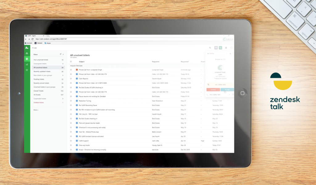 Zendesk Talk dashboard