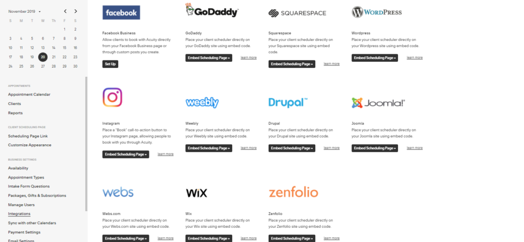 Acuity Scheduling Social Media Integration
