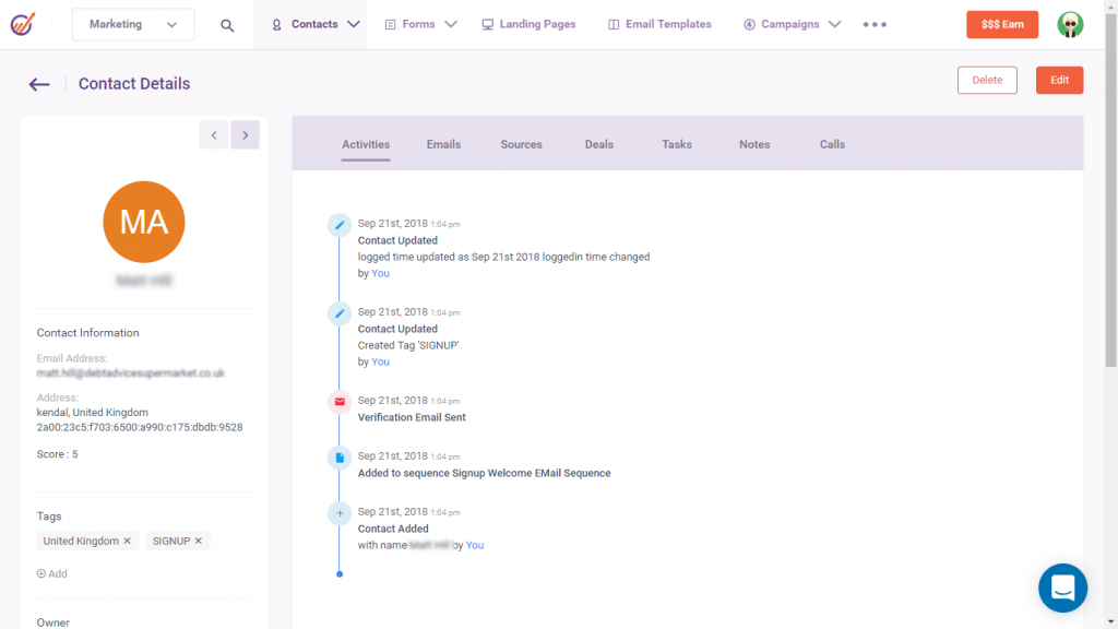 engagebay dashboard