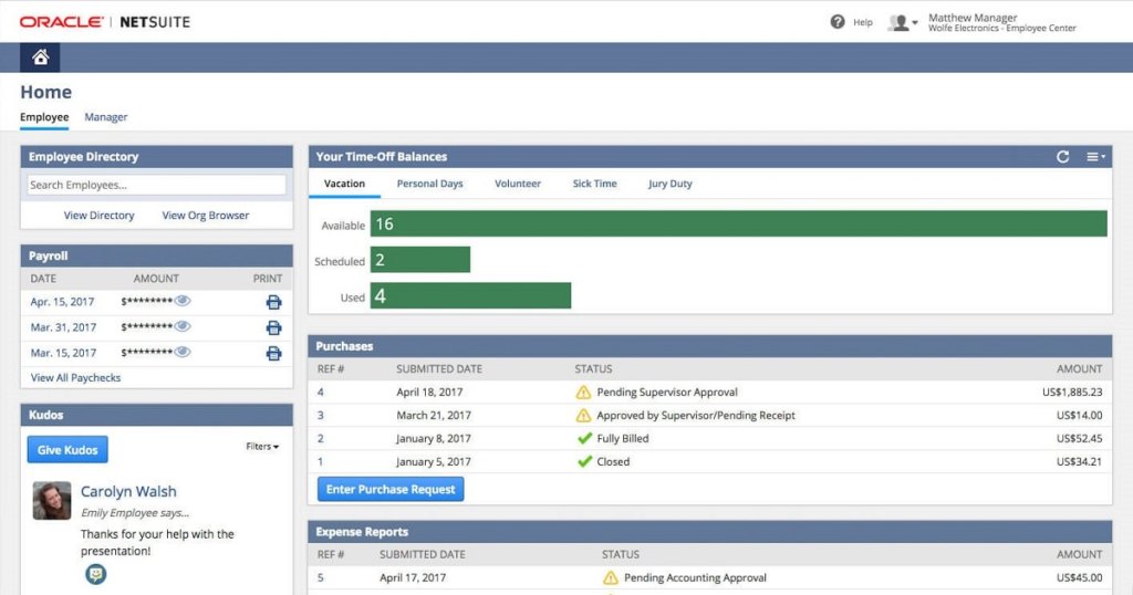 NetSuite ERP Human Resources